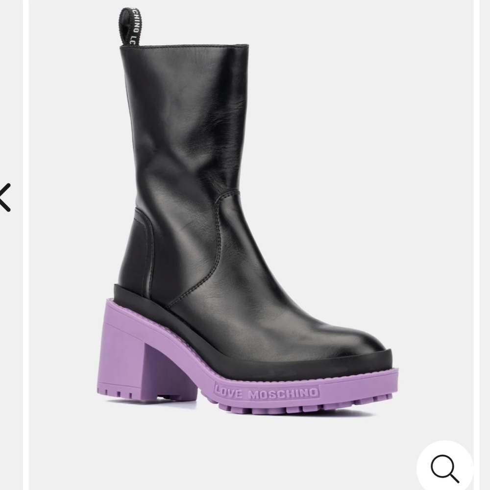 LOVE MOSCHINO Daily Biker Boots Black with Purple Soles Sz 40 (US SZ 9)
